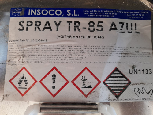 COLA SPRAY TR 85 AZUL, BOTE 10 L.