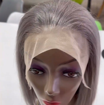 Gray Human Bob Lace Wig