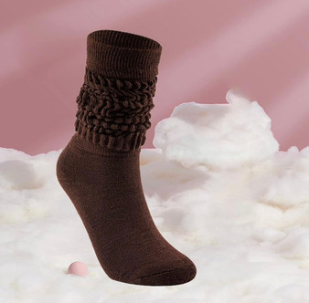 Chunky Stacked Scrunch Socks Brown