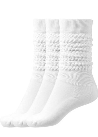 Chunky Stacked Scrunch Socks White