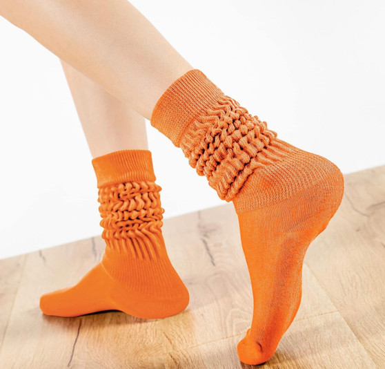 Chunky Stacked Scrunch Socks Dark Orange