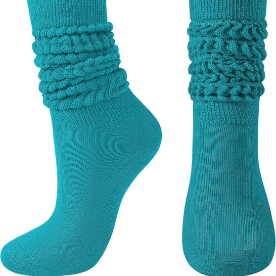 Chunky Stacked Scrunch Socks Turquoise 