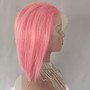 Human Pink Bob Lace Wig 