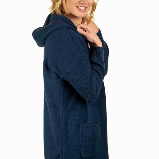 Hooded Long Line Cardigan possum Merino Silk NZ Natural Clothing