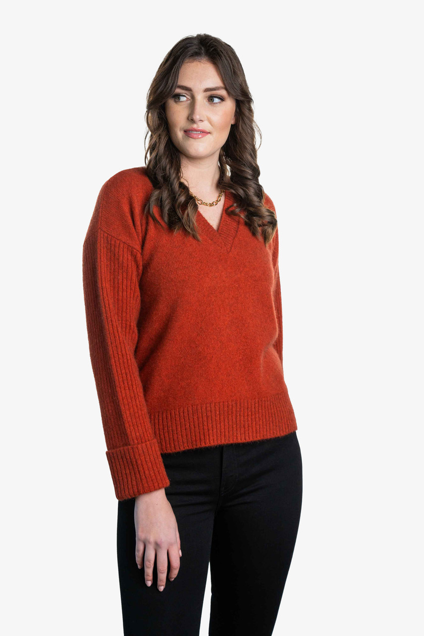 V Neck Possum Merino Ribbed Jumper KORU|NZ Natural Clothing Limited