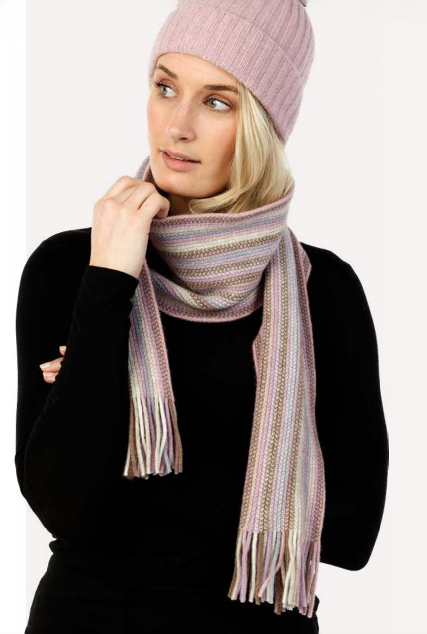NKNIT mix stripe big KNIT scarf マフラー Multi Striped Scarf | NZ Natural Clothing