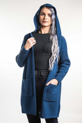 Hooded Long Line Cardigan possum Merino Silk TRILOGY