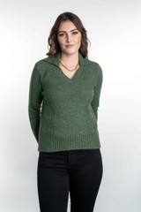Polo Collar with Vee Neck Possum Merino Jumper KORU Polo Collar with Vee Neck Possum Merino Jumper KORU