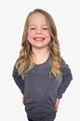 Kids Long Sleeve Striped Merino Ribbed Top