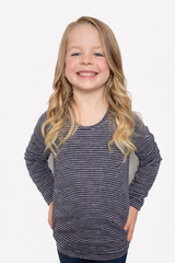 Kids Long Sleeve Striped Merino Ribbed Top
