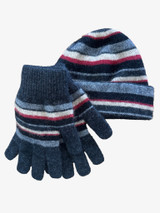 Stripe Beanie & Glove Possum Blend Combo NZNC Stripe Beanie & Glove Possum Blend Combo NZNC
