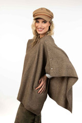 Moss Stitch Multiway Button Possum Merino Silk Wrap KORU
