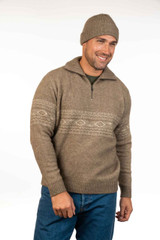 Fairisle Zip Possum Merino Silk Jumper KORU