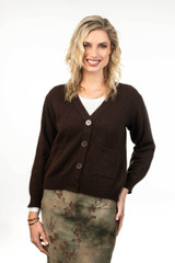 Classic Vee Neck Pocketed Possum Merino Silk Cardigan KORU