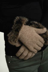 Fur Trim Possum Merino Wool Silk Gloves KORU