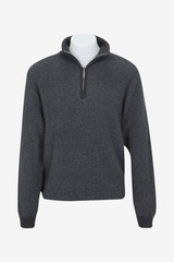 Textured Possum Merino Silk Zip Neck Sweater NATIVE WORLD