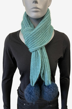 Fur Pom Pom Possum Merino Wool Scarf  KORU RUN OUT