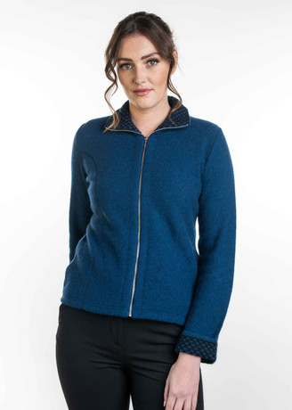 Contrast Trim Possum Merino Silk Jacket TRILOGY