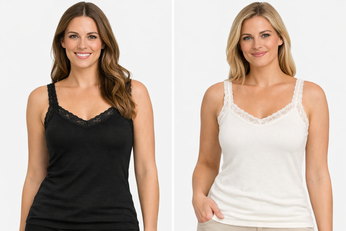 Lace Trim Vee Neck Rib Merino Wool Cami NZNC