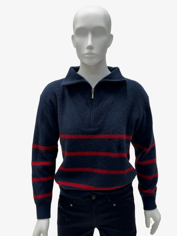 Striped Possum Merino Silk Zip Jumper KORU