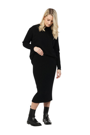 Ribbed Possum Merino Wool Silk Skirt NATIVE WORLD