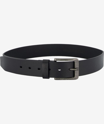 Mens narrow black leather belt