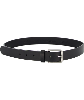 womens narrow black leather belt with buckle