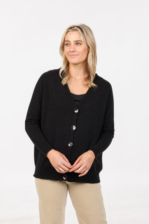 Black relaxed cardigan.