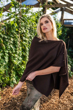Moss Stitch Multiway Button Possum Merino Silk Wrap KORU