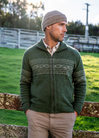 Fairisle Full Zip Possum Merino Silk Jacket KORU