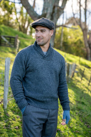 Shawl Collar Possum Merino Silk Jumper KORU