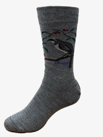 New Zealand Kokako Bird Merino Wool Dress Sock NZNC New Zealand Kokako Bird Merino Wool Dress Sock NZNC