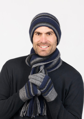 Stripe Possum Merino Wool Beanie Hat NZNC