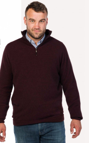 Light Possum Merino Wool Silk Zip Neck Sweater NATIVE WORLD