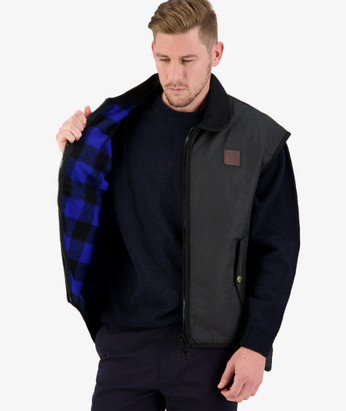 Foxton Wool lined Sleeveless Oilskin Vest SWANNDRI