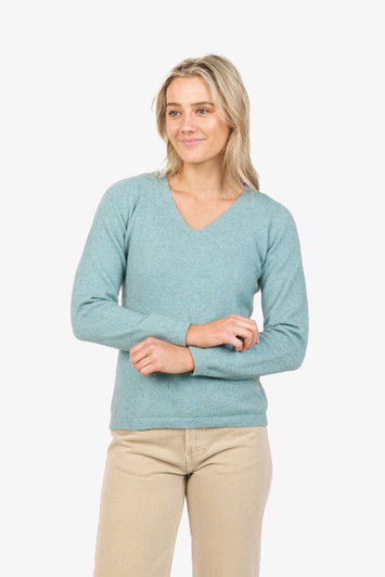 Vee Neck Plain Sweater Possum Merino NATIVE WORLD