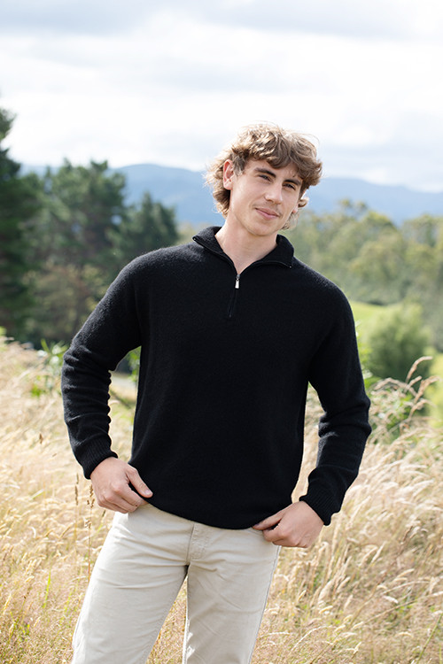 Zip Neck Sweater |Possum Merino Wool Silk | NZ Natural Clothing