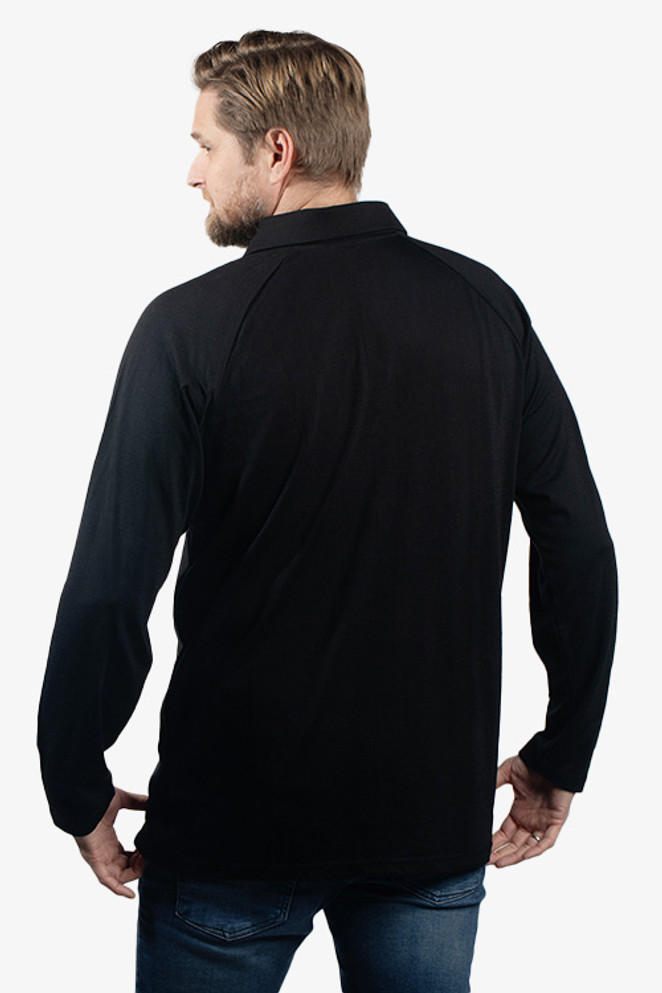 Mens Merino Long Sleeve Button Polo Top  NZNC