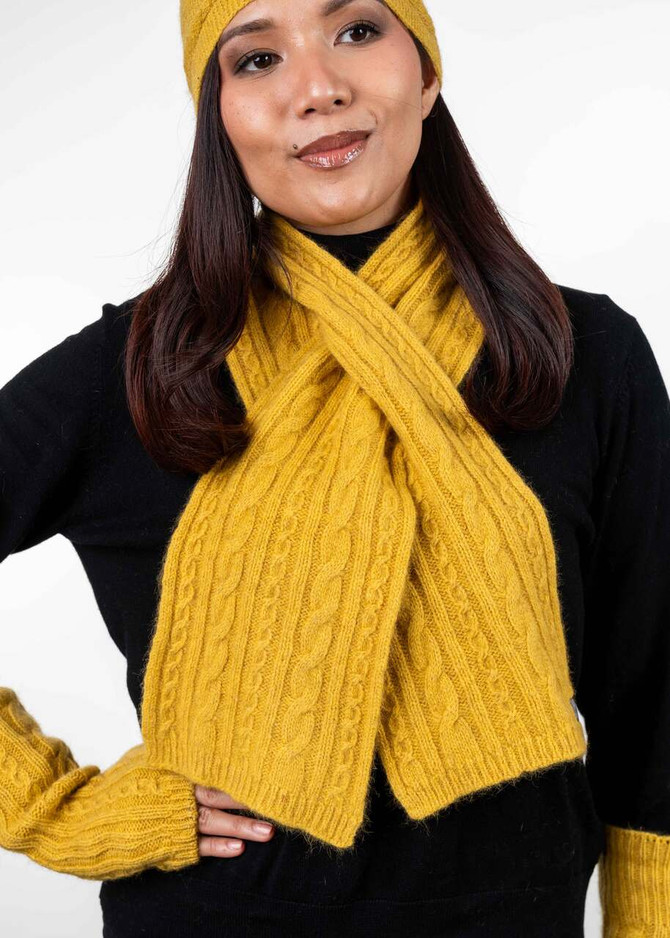 Thread Through Cable Possum Merino Wool Silk Scarf KORU