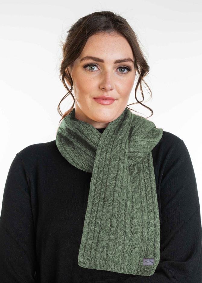 Thread Through Cable Possum Merino Wool Silk Scarf KORU