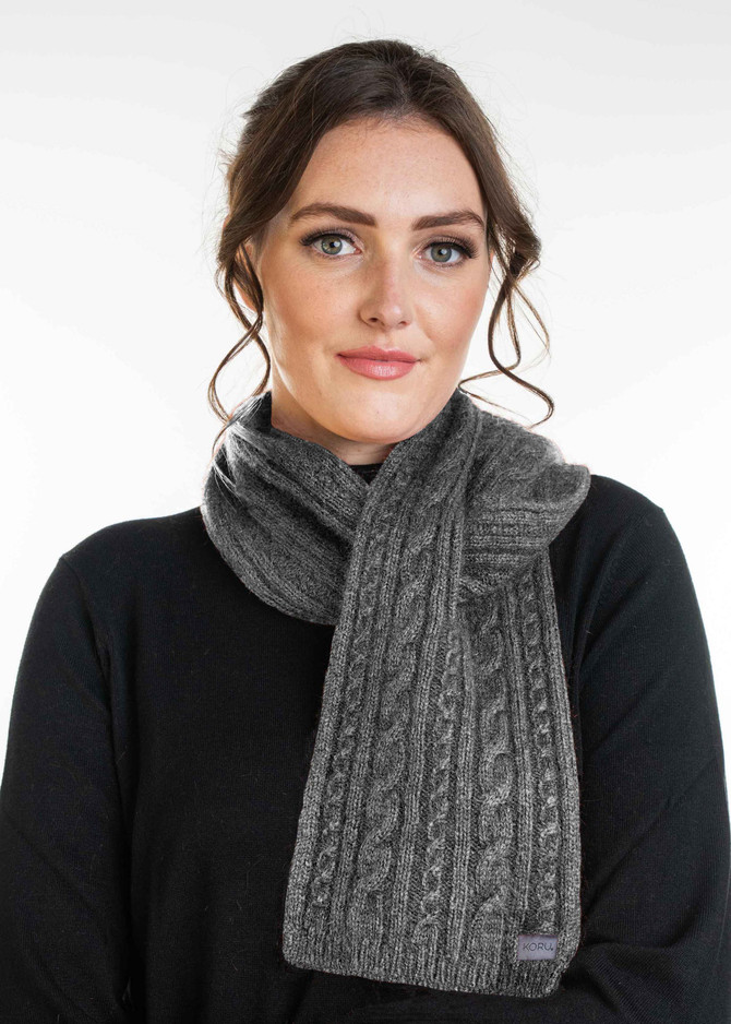 Thread Through Cable Possum Merino Wool Silk Scarf KORU
