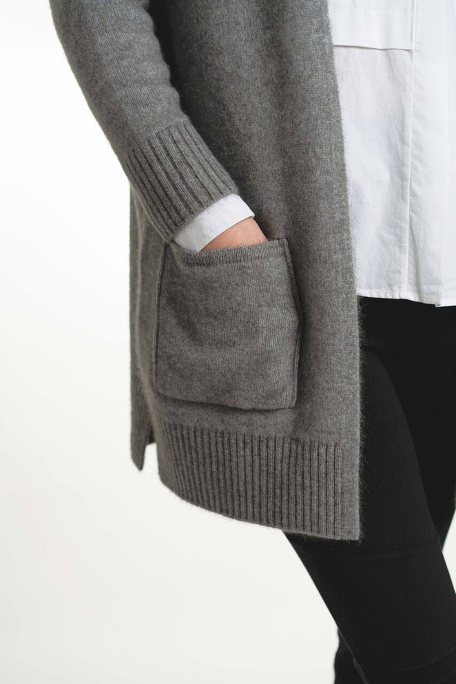 Long Line Possum Merino Silk Cardigan KORU