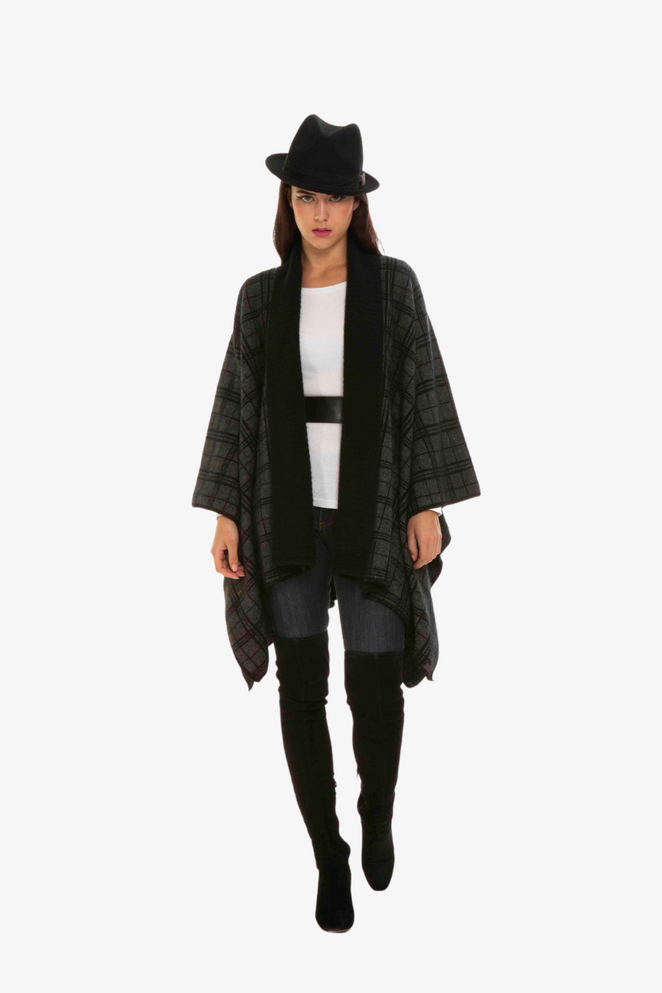 Cape with Detachable Hood Possum Merino Wool Silk KORU