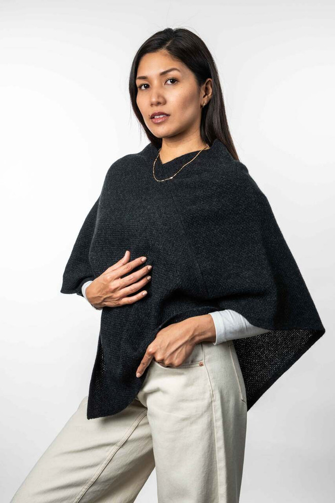 Moss Stitch Possum Merino Poncho II TRILOGY