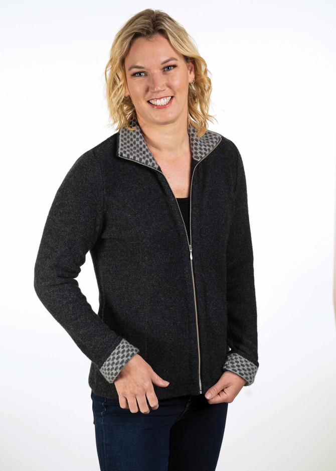 Contrast Trim Possum Merino Silk Jacket TRILOGY