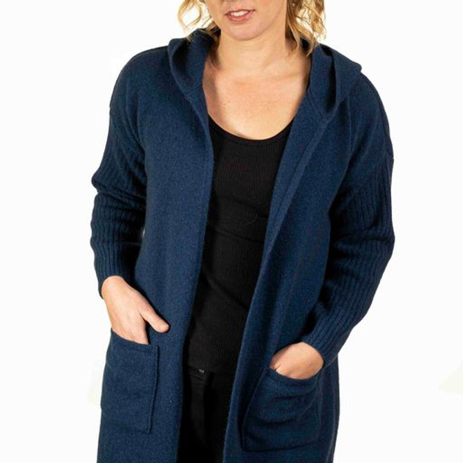 Hooded Long Line Cardigan possum Merino Silk TRILOGY Hooded Long Line Cardigan possum Merino Silk TRILOGY