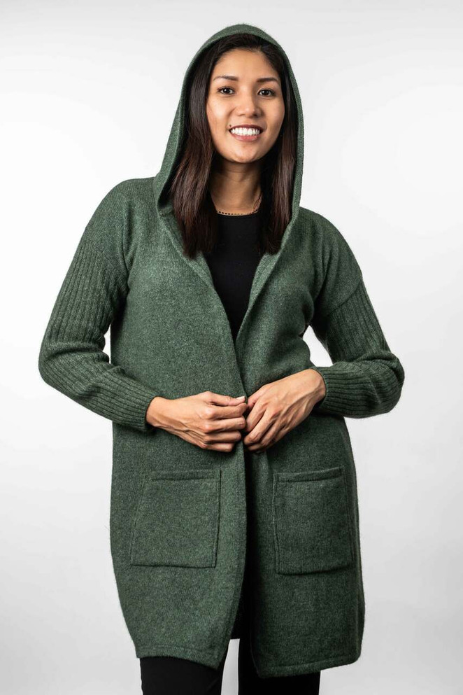 Hooded Long Line Cardigan possum Merino Silk TRILOGY Hooded Long Line Cardigan possum Merino Silk TRILOGY