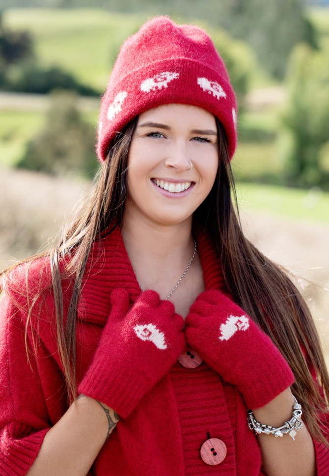 Sheep Possum Merino Silk Gloves KORU