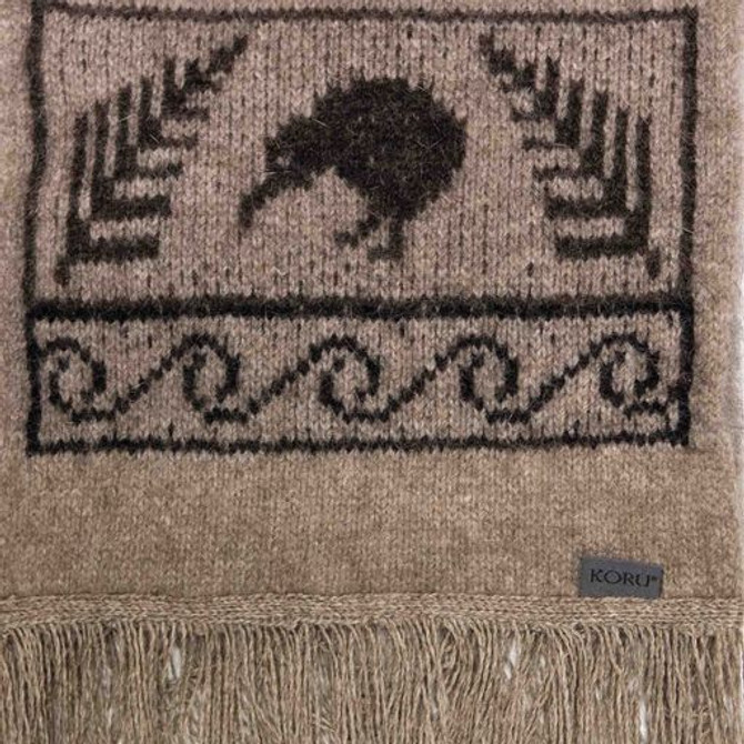 Kiwi Possum Merino Silk Fringed Scarf KORU