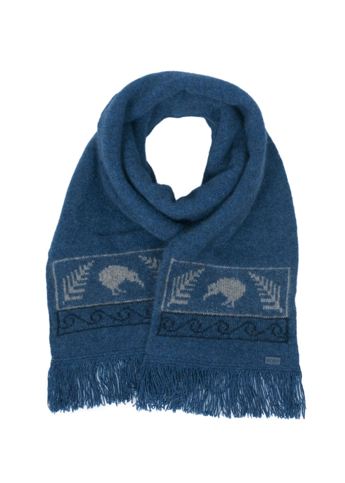 Kiwi Possum Merino Silk Fringed Scarf KORU
